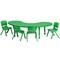 Emma and Oliver 35"W x 65"L Half-Moon Plastic Height Adjustable Activity Table Set with 4 Chairs